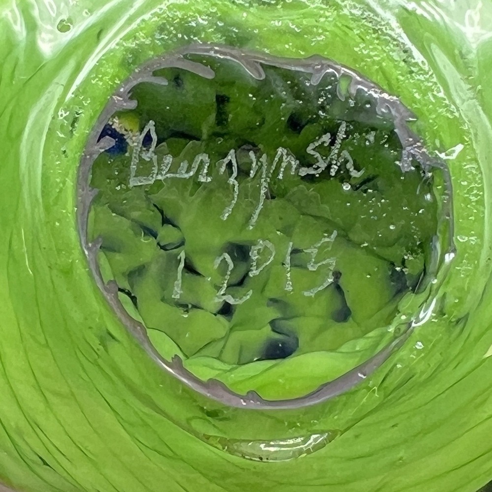 Artist Signed Blue Green Heart Shaped Art Glass Paperweight Seattle Seahawks - Picture 6 of 9